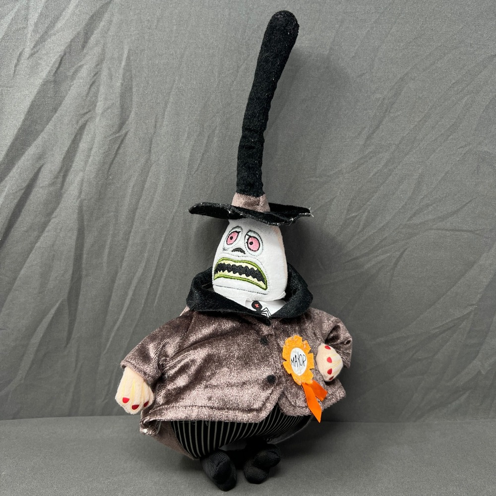 Disney Nightmare Before Christmas Mayor Plush 10 Inch Brown Two Sided Face Toy